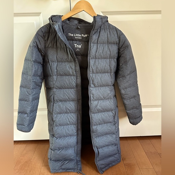 TNA Little Puff Long Coat XS - Heathered Black - Picture 1 of 6